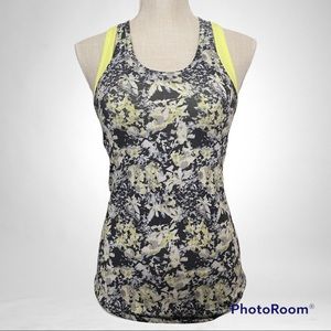Lululemon Inspiration Tank II Crosscourt Petal Black Clarity Yellow Size 4